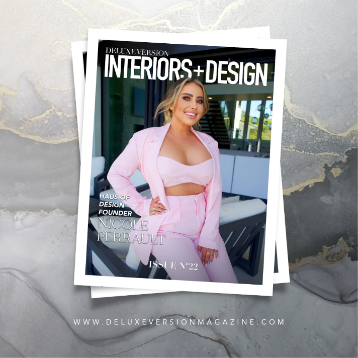 interior design magazine cover with woman on cover